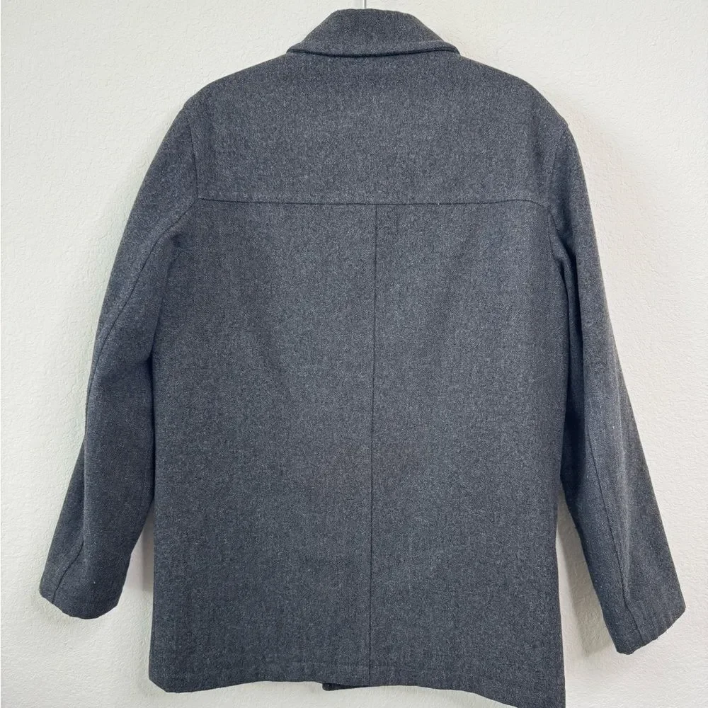 J.Crew Men’s S Wool Blend Gray Button Front Lined Winter Topcoat Overcoat Jacket